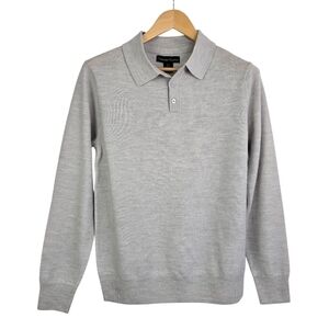 NWT Christian Lacroix Men's Long Sleeves Polo Sweater Knit Merino Wool Grey Sz S